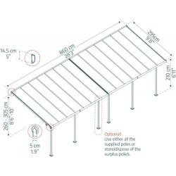 Pergola SIERRA 295x860cm en alu et polycarbonate 6mm Canopia by Palram