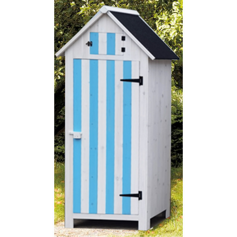 Armoire de jardin en bois massif bleu et blanc 0,41m² Habrita