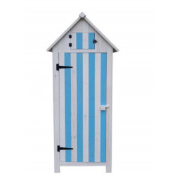 Armoire de jardin en bois massif bleu et blanc 0,41m² Habrita