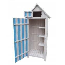 Armoire de jardin en bois massif bleu et blanc 0,41m² Habrita