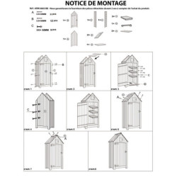 Armoire de jardin en bois massif bleu et blanc 0,41m² Habrita