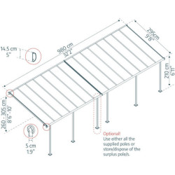 Pergola SIERRA 295x980cm en alu et polycarbonate 6mm Canopia by Palram