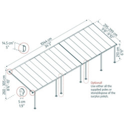Pergola SIERRA 295x1044cm en aluminium+polycarbonate 6mm Palram