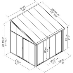 Véranda 300x305cm en aluminium blanc Sanremo Palram - Canopia