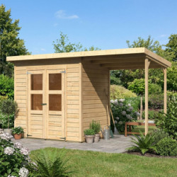 Abri de jardin en bois brut 3,26m² Merseburg 3 avec appentis Karibu
