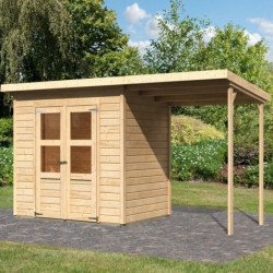 Abri de jardin en bois brut 3,26m² Merseburg 3 avec appentis Karibu