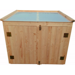Coffre rangement jardin 1200L bois traité Gardy Shelter toit blanc
