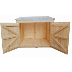 Coffre rangement jardin 1200L bois traité Gardy Shelter toit blanc
