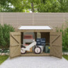 Coffre rangement jardin 1200L bois traité Gardy Shelter toit blanc
