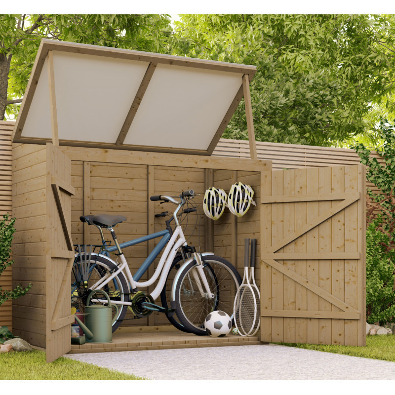 Coffre extérieur 2000L bois traité Gardy Shelter couvercle blanc