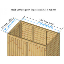 Coffre extérieur 2000L bois traité Gardy Shelter couvercle blanc