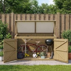 Coffre extérieur 2000L bois traité Gardy Shelter couvercle blanc