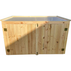 Coffre extérieur 2000L bois traité Gardy Shelter couvercle blanc