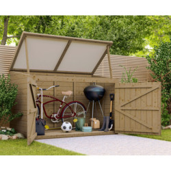 Coffre extérieur 2000L bois traité Gardy Shelter couvercle blanc