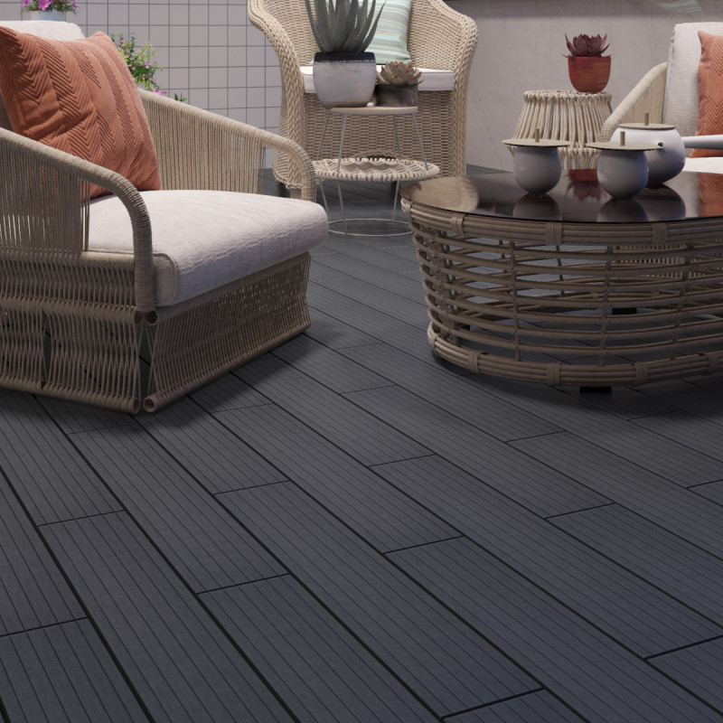 Plancher en bois composite facile à poser avec ses lames clipsables