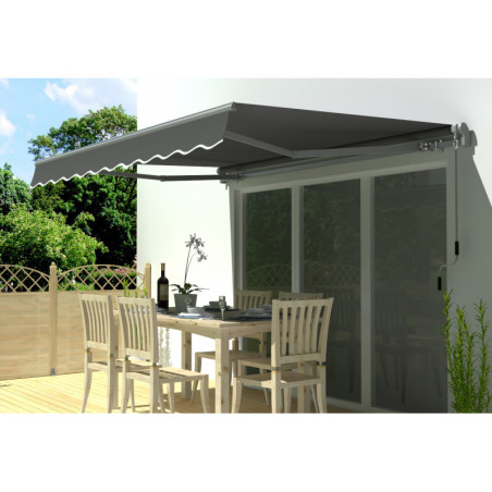 Store de terrasse retractable manuel 3x2m anthracite X-Metal