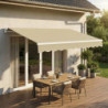Store de terrasse retractable manuel 3,5x2,5m beige et blanc X-Metal
