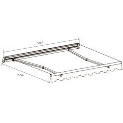 Store de terrasse retractable manuel 3,5x2,5m beige et blanc X-Metal