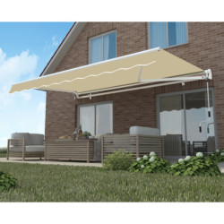Store de terrasse retractable motorisé 3,5x2,5m beige et blanc X-Metal