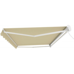 Store de terrasse retractable motorisé 3,5x2,5m beige et blanc X-Metal