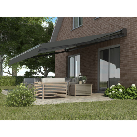 Store barre demi-coffre manuel 4x3m anthracite X-Metal