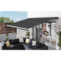 Store électrique retractable 4x3m coffre complet gris foncé X-Metal