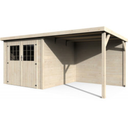 Abri Paradis+appentis 12,26m² en bois massif 19mm Décor et Jardin