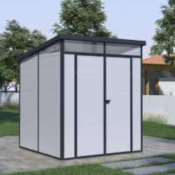 Abri de jardin toit plat polypropylène gris 190x192cm Jôbu