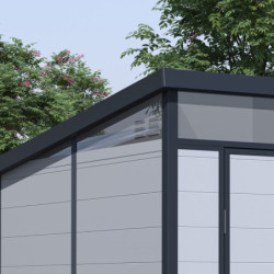 Abri de jardin toit plat polypropylène gris 190x192cm Jôbu