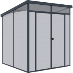 Abri de jardin toit plat polypropylène gris 190x192cm Jôbu