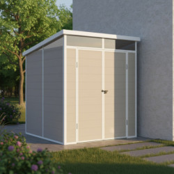 Abri de jardin toit plat polypropylène beige190x192cm Jôbu