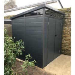 Abri de jardin toit plat polypropylène anthracite 190x192cm Jôbu