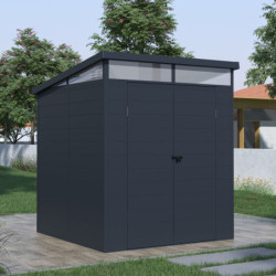 Abri de jardin toit plat polypropylène anthracite 190x192cm Jôbu
