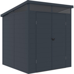 Abri de jardin toit plat polypropylène anthracite 190x192cm Jôbu