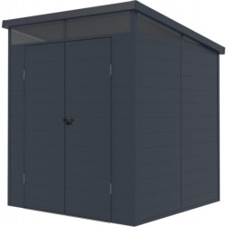 Abri de jardin toit plat polypropylène anthracite 190x192cm Jôbu