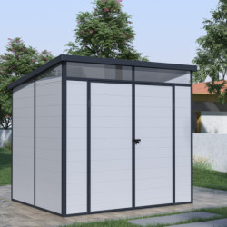 Abri de jardin toit plat polypropylène gris 238x192cm Jôbu