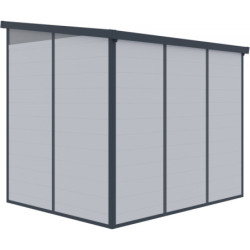 Abri de jardin toit plat polypropylène gris 238x192cm Jôbu