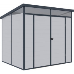Abri de jardin toit plat polypropylène gris 238x192cm Jôbu