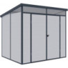 Abri de jardin toit plat polypropylène gris 238x192cm Jôbu