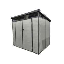 Abri de jardin toit plat polypropylène gris 238x192cm Jôbu