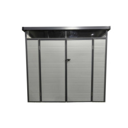Abri de jardin toit plat polypropylène gris 238x192cm Jôbu