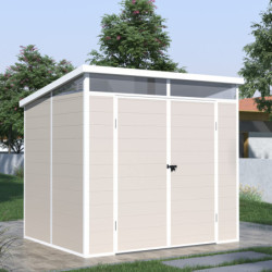 Abri de jardin toit plat polypropylène beige 238x192cm Jôbu