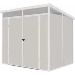 Abri de jardin toit plat polypropylène beige 238x192cm Jôbu