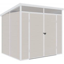 Abri de jardin toit plat polypropylène beige 238x192cm Jôbu