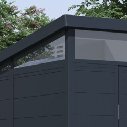Abri de jardin toit plat polypropylène anthracite 238x192cm Jôbu