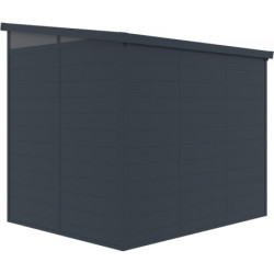 Abri de jardin toit plat polypropylène anthracite 238x192cm Jôbu