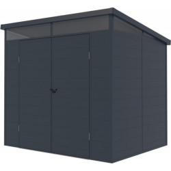 Abri de jardin toit plat polypropylène anthracite 238x192cm Jôbu