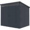 Abri de jardin toit plat polypropylène anthracite 238x192cm Jôbu
