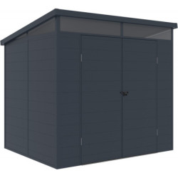 Abri de jardin toit plat polypropylène anthracite 238x192cm Jôbu