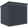 Abri de jardin toit plat polypropylène anthracite 238x192cm Jôbu